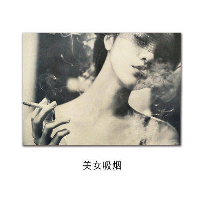 【a0317】吸烟美女复古牛皮纸海报室内酒吧咖啡馆装饰画