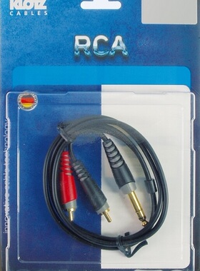 德国 KLOTZ 一分二 6.35转2RCA转接线3极3节两声道音频线