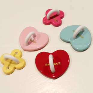 配件淡粉红色爱心四叶草手机挂钩贴纸 韩国进口 AZNAVOUR