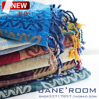 包邮！出口欧美民族风雪尼尔盖毯