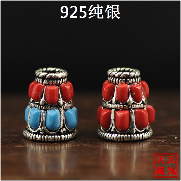 diy纯银镶嵌星月菩提配饰佛塔