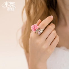 Us too water-Japan Korean fashion sweet female ring set diamond ring ornament gift flowers I0041