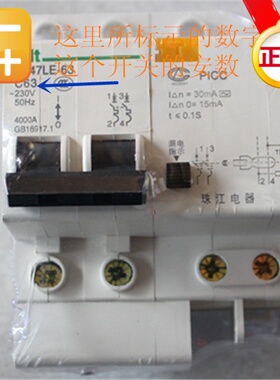 珠江漏电开关 空气开关 40A带漏电断路器 C63空漏 DZ47LE 2P