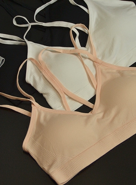 满2件包邮无痕无钢圈外小吊带美背女 瑜伽小文胸 背心运动内衣