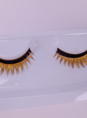 黄色炫彩假睫毛舞台表演专用彩色 PC13尖金黑梗