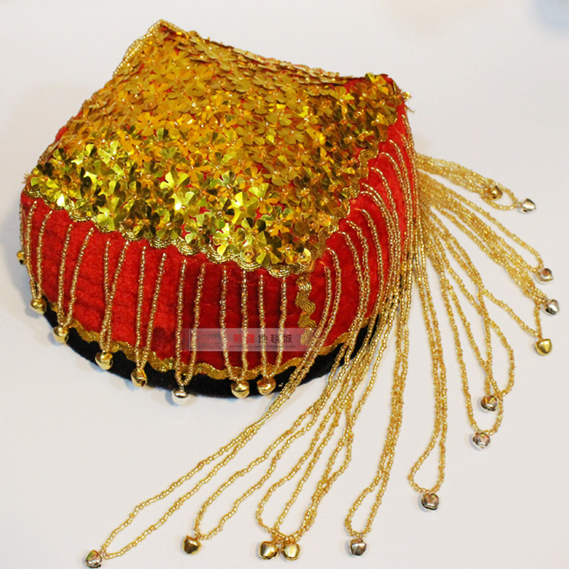 新疆维吾尔族舞蹈小花帽纯手工 高贵穿珠型 六一表演跳舞服装帽子