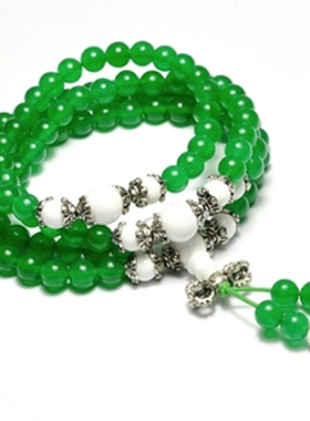 天然绿玛瑙多圈佛珠手链