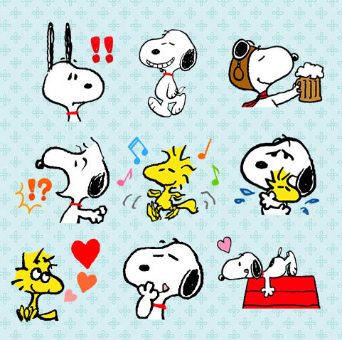 line Snoopy史努比可爱表情贴纸 自制手帐周边贴纸 40枚入
