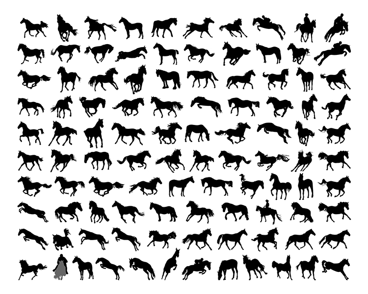 各种马匹剪影 奔跑的马儿 马匹 动物剪影 ai格式矢量设计素材