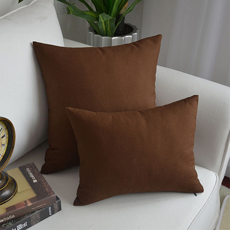 特价咖啡色抱枕套纯色全棉麻靠垫腰枕头枕珍珠棉枕芯沙发靠枕定做