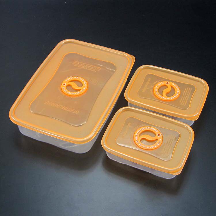 三件套装微波炉保鲜盒一大二小冰箱塑料透明水果食品豆类保存盒子