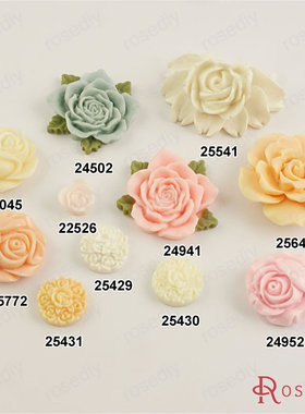 DIY饰品配件 无孔 树脂配件 粘贴装饰 树脂花 玫瑰花 22526