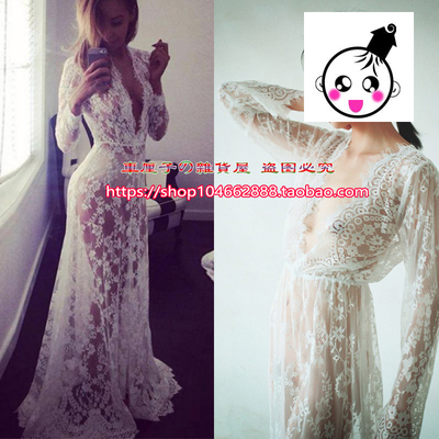 Women Sexy Lace Long dress perspective beach dresses party