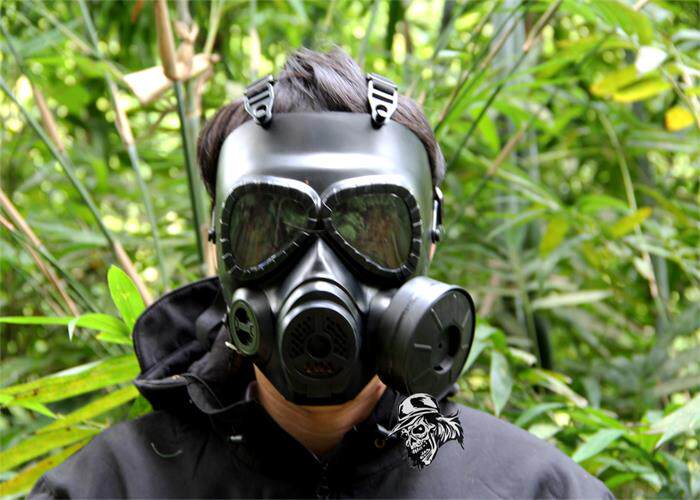 m04生化危机面具 骷髅头排汗防雾带风扇防毒面具 单管