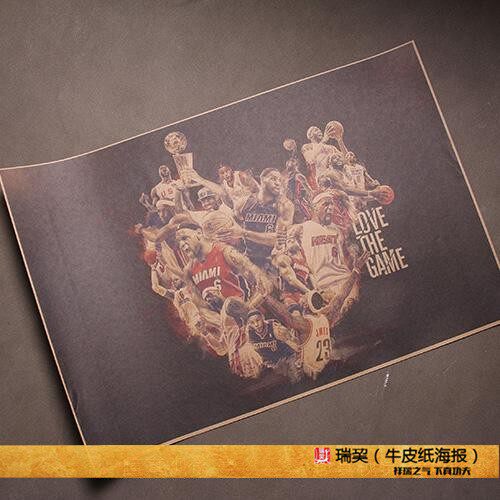 詹皇海报篮球明星勒布朗詹姆斯LeBronJames复古牛皮纸挂图定制