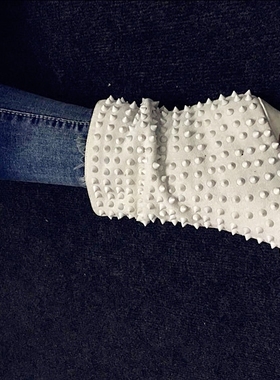 silla rulers女鞋凉靴铆钉白色黑色超高跟走秀鞋舞台鞋鱼嘴尖钉21