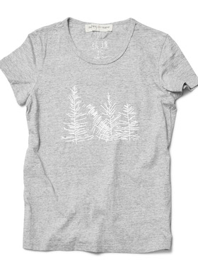 nothing.cn生活产品“zhangda” 女款全棉短袖t恤\浅灰浅橘浅蓝-c