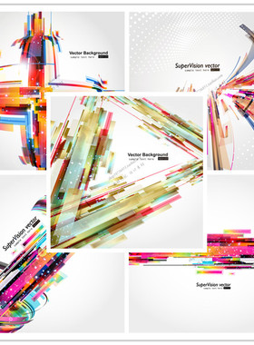 A1431矢量彩色抽象马赛克线条动态旋转风格背景 AI设计素材