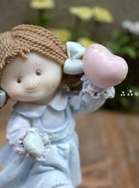 树脂做旧美式乡村风粉色古董娃娃