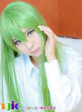cosplay假发 东方Project 东风谷早苗 C.C女王 假发 浅绿色长直发