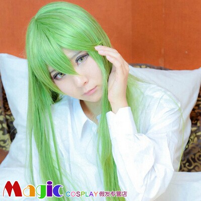 cosplay假发 东方Project 东风谷早苗 C.C女王 假发 浅绿色长直发