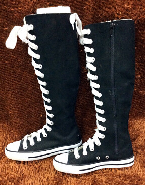 儿童鞋 摄影鞋 休闲运动鞋舞台走秀女童高腰黑色红色潮牌帆布鞋