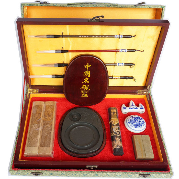 文房四宝精装徽墨歙砚文房四宝礼品套装礼盒笔墨纸砚高档厂家直销