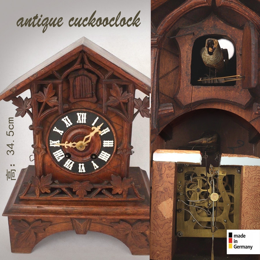 德国黑森林古董博物馆级哥特式风格发条机械杜鹃报时座钟咕咕座钟