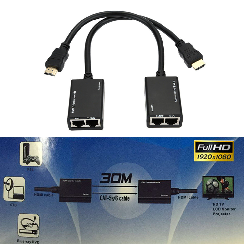 30M 1080P HDMI Extender Male-Female by CAT5E CAT6 Cable for|ruв категории электромобиль/аксессуары/транспортных средств, электромобиль инструмент обслуживания, шины, рычаг - от Buy2taobao.com для оказания профессиональной услуги покупки агента Taobao