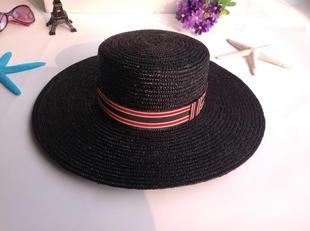 韩版 麦秆草帽休闲遮阳帽 高品质帽子夏天女士平顶平边超大边草帽