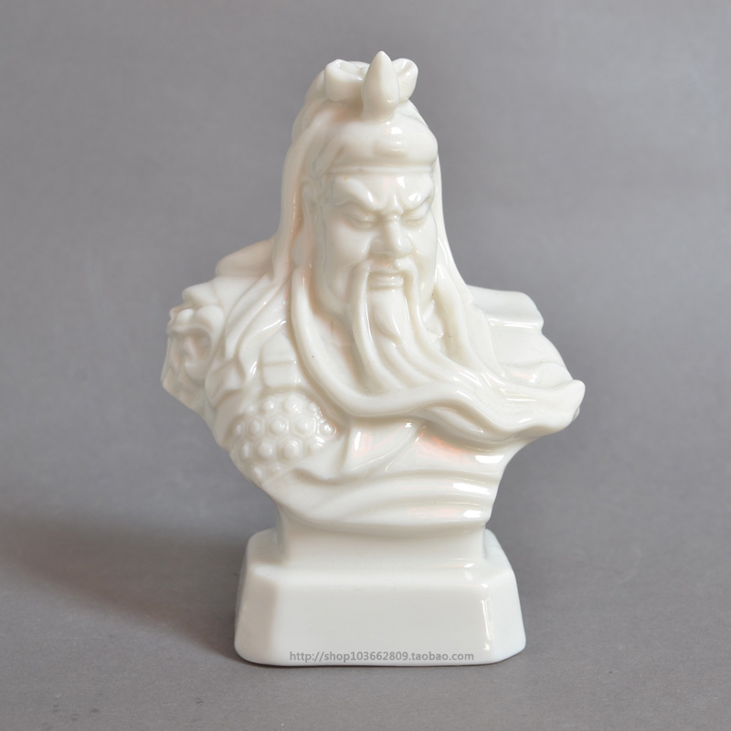 关公像摆件关公半身瓷像陶瓷工艺品摆件关公头像汽车饰品摆件