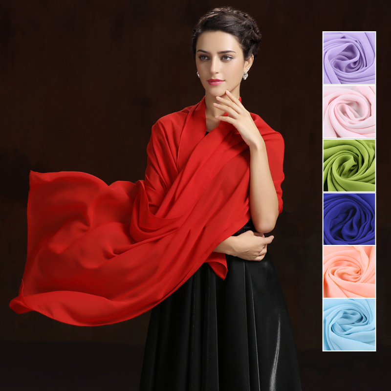 纯色加大雪纺丝巾新娘姐妹空调