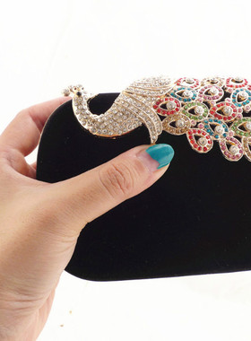小包包迷你奢华彩钻孔雀手拿包晚宴包新娘包