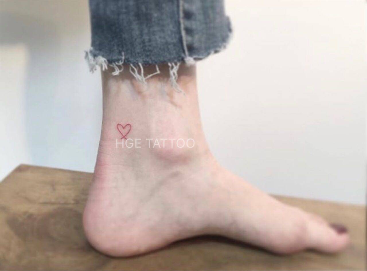 hge tattoo独家手绘纹身贴 韩系小清新 桃心纹身贴 防水 385