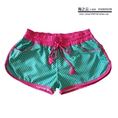 性感短裤 热裤 棉涤速干泳 清仓ROXY夏威夷清新点点绿女士沙滩裤 特价