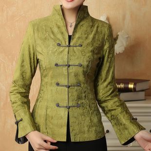 中国风唐装女长袖中老年女装春秋时尚妈妈装复古上衣服装唐诗礼服