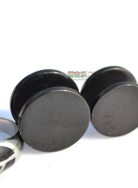 超大号夸张圆饼黑色圆形耳钉男女款耳饰气质钛钢耳环 18mm耳坠