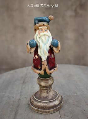欧式风古董圣诞老人烛台装饰品