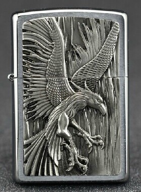 ZIPPO原装正品打火机 欧版贴章 镀铬拉丝 飞天凤凰神兽 专柜正版