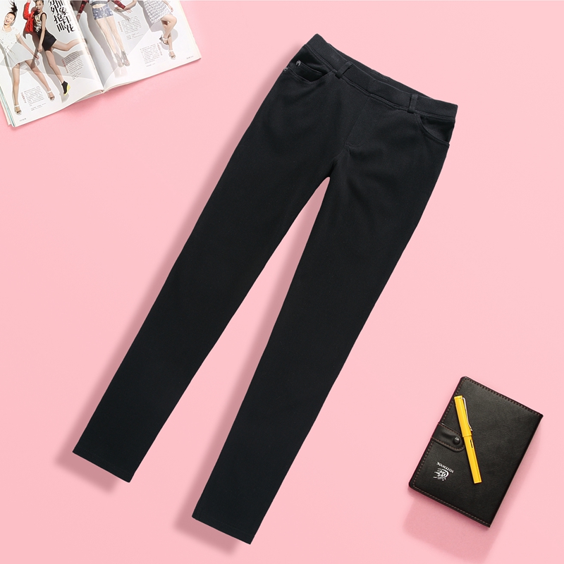 秋冬加厚磨毛针织牛仔裤小脚裤