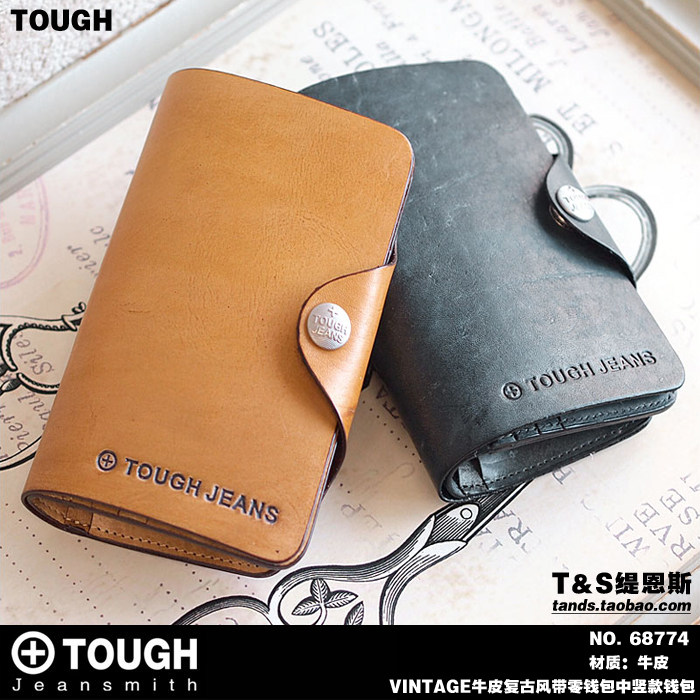 TOUGH正品代购新款68774牛皮VINTAGE复古做旧男女中号竖款钱包