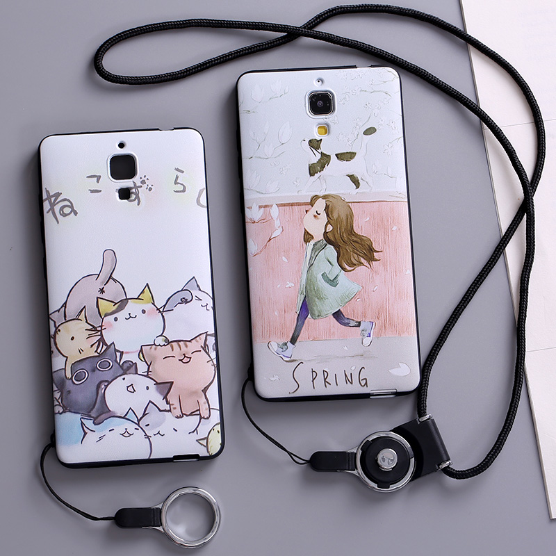 小米4手机壳可挂脖子mi4lte-cmcc保护套带挂绳M14W卡通Ml4T外壳潮