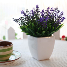 知根仿真花薰衣草套装花瓶花艺，假花塑料花餐桌茶几书房装饰花