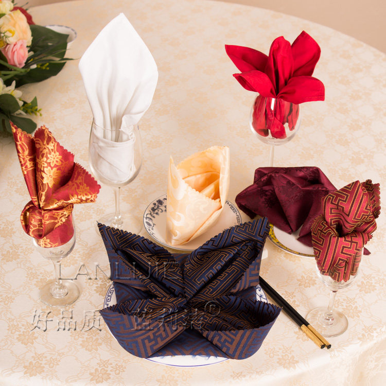 酒店专用口布餐厅西餐巾折花布饭店餐巾布会所餐桌方巾红色餐垫布