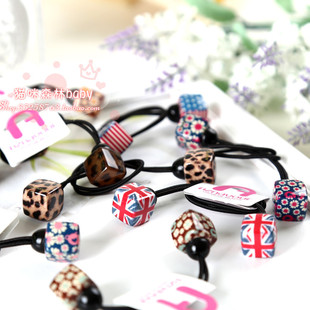 韩国韩版发饰Aznavour正品AZ阿兹娜双方块国旗色发圈发绳头绳皮筋