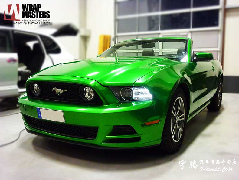 美国3m 1080进口车身改色膜 极光抹茶绿 野马整车施工 质保5年