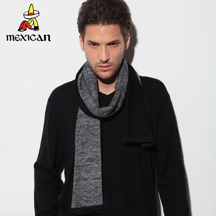 稻草人男士围巾2015秋冬新款围巾纯色桑蚕丝