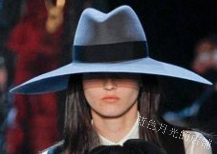 2025新款欧美经典时尚百搭超大帽檐礼帽羊毛呢帽子檐宽16cm女现货