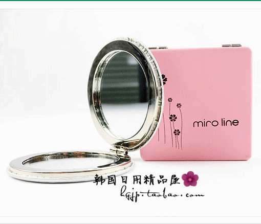 韩国进口小镜子便携随身化妆镜折叠圆形方形手柄镜双面镜美容镜