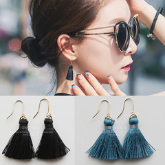 Shanzai Korean version of the diminutive smart color tassel 925 fungus nail ear clip non pierced earrings earring earring